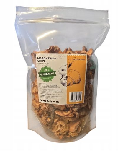 CHIPS MARCHEWKI DLA KRÓLIKA GRYZONI SUSZONE WARZYWA NATURALNE PRZYSMAK 500G