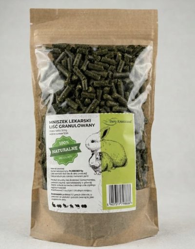 MNISZEK LIŚĆ GRANULAT PRZYSMAK DLA KRÓLIKA ŚWINKI SZYNSZYLI GRYZONIA 500g