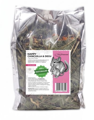 ​🐹🌿 HAPPY CHINCHILLA & DEGU 1000g – Naturalna Mieszanka Ziół dla Szynszyli i Koszatniczek